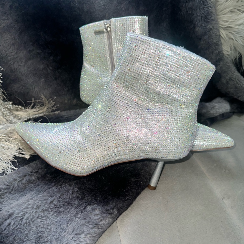 Rhinestone heel booties